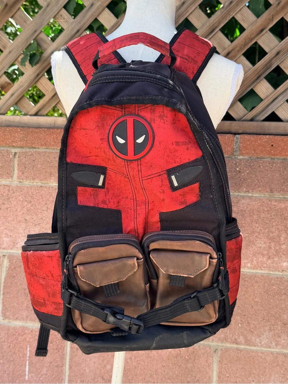 Marvel Deadpool Tactical Backpack FAIR CONDITION Large Bookbag Adjustable Straps